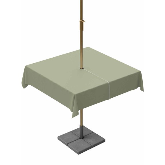 Outdoor Tablecloth with Umbrella Hole, Vintage Green Graze Pattern Zippered Table Cloth for Rectangle Tables, Monochrome Washable Waterproof Tablecloths for Picnic Patio Garden