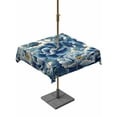 thumbnail image 1 of Outdoor Tablecloth with Umbrella Hole, Watercolor Blue Peonies Zippered Table Cloth for Rectangle Tables, Country Floral on Wood Board Washable Waterproof Tablecloths for Picnic Patio Garden, 1 of 9