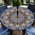 thumbnail image 1 of Outdoor Tablecloth with Umbrella Hole Waterproof Round Fitted Tablecloth with Elastic Zippered Wipeable Table Cloth Round Cover for Picnic, Patio,Garden Fits to 40"-44" Patio Tables, 1 of 4