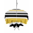 thumbnail image 1 of Outdoor Tablecloth with Umbrella Hole, Yellow Black Stripe Spillproof Waterproof Outdoor Table Cover, Modern Abstract Art Coarse Striped Patio Tablecloths for Party/Garden/Picnic, Round 54 inch, 1 of 9