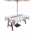 thumbnail image 1 of Outdoor Tablecloth with Umbrella Hole and Zipper, 4th of July Rectangle Table Cloth 54x80 Inch Waterproof Tablecloth, Independence Day Blue Red Star Fireworks Picnic Table Cover for Patio Camping, 1 of 7