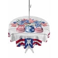 thumbnail image 1 of Outdoor Tablecloth with Umbrella Hole and Zipper, 4th of July Round Table Cloth 60 Inch Waterproof Tablecloth, Red Blue Patriotic Flowers Star Stripes Wooden Picnic Table Cover for Patio Camping, 1 of 7