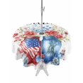 thumbnail image 1 of Outdoor Tablecloth with Umbrella Hole Zipper 4th of July Round Tablecloth 60" Waterproof Outside Table Cloth Independence Day Spring Floral American Flag Patio Table Cover Tablecloths for Picnic, 1 of 8