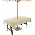 thumbnail image 1 of Outdoor Tablecloth with Umbrella Hole and Zipper 60 x 102 Inch Abstract Rustic Beige White Gradient Table Cover for Rectangular Tables Waterproof Tabletop Collection for Patio Garden Picnic Camping, 1 of 6