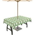 thumbnail image 1 of Outdoor Tablecloth with Umbrella Hole and Zipper 60 x 102 Inch Green White Simple Plaid Table Cover for Rectangular Tables Waterproof Tabletop Collection for Patio Garden Picnic Camping, 1 of 3