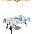 thumbnail image 1 of Outdoor Tablecloth with Umbrella Hole and Zipper 60 x 102 Inch Marine Organism Starfish Sea Turtle Coral Table Cover for Rectangular Tables Waterproof Tabletop Collection for Patio Garden Picnic, 1 of 6