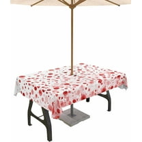 Outdoor Tablecloth with Umbrella Hole and Zipper 60 x 102 Inch Polka Dot Watercolor Gradient Red Table Cover for Rectangular Tables Waterproof Tabletop Collection for Patio Garden Picnic Camping