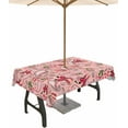 thumbnail image 1 of Outdoor Tablecloth with Umbrella Hole and Zipper 60 x 84 Inch Retro Flowers Abstract Paisley Pink Table Cover for Rectangular Tables Waterproof Tabletop Collection for Patio Garden Picnic Camping, 1 of 5