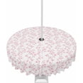 thumbnail image 1 of Outdoor Tablecloth with Umbrella Hole and Zipper 60R Pink Flowers Branches Pattern Table Cover for Round Tables Waterproof Tabletop Collection for Patio Garden Picnic Camping, 1 of 6
