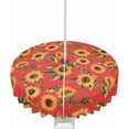 thumbnail image 1 of Outdoor Tablecloth with Umbrella Hole and Zipper 60R Summer Vintage Sunflowers Red Background Table Cover for Round Tables Waterproof Tabletop Collection for Patio Garden Picnic Camping, 1 of 6