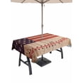 thumbnail image 1 of Outdoor Tablecloth with Umbrella Hole and Zipper, American Flag Vintage Rectangle Table Cloth 60x120 Inch Waterproof Tablecloth, Farmhouse Baseball Blue Red Picnic Table Cover for Patio Camping, 1 of 7