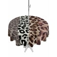 thumbnail image 1 of Outdoor Tablecloth with Umbrella Hole Zipper Animals Printed Striped Round Tablecloth 60" Waterproof Outside Table Cloth Rustic Country Leopard Textured Patio Table Cover Tablecloths for Picnic Party, 1 of 8