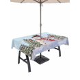 thumbnail image 1 of Outdoor Tablecloth with Umbrella Hole and Zipper, Aqua Christmas Snowman Rectangle Table Cloth 52x70 Inch Waterproof Tablecloth, Winter Xmas Tree Snowflakes Picnic Table Cover for Patio Camping, 1 of 7