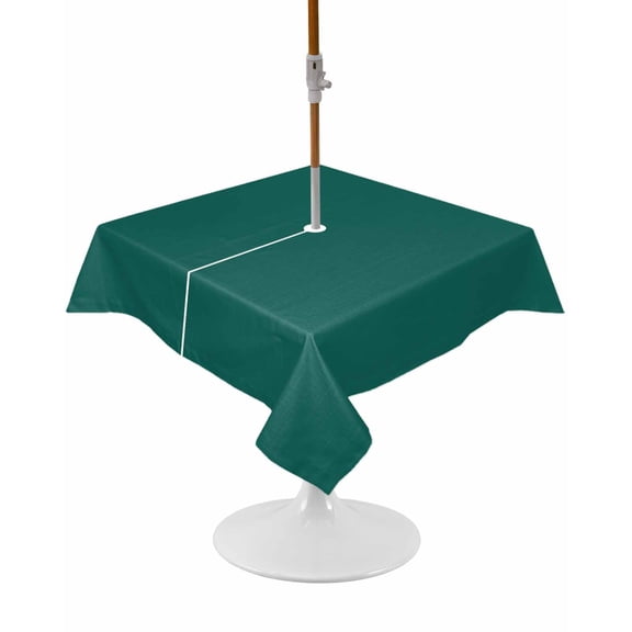 Outdoor Tablecloth with Umbrella Hole and Zipper Aventurine Green Square Tablecloths 54x54 Inch Waterproof Table Cloths Simple Style Patio Table Cover for Outdoor Tables Picnic BBQS Party Decor