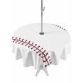 thumbnail image 1 of Outdoor Tablecloth with Umbrella Hole and Zipper, Baseball Round Table Cloth 60 Inch Waterproof Tablecloth, Modern Minimalist Red Lines Picnic Table Cover for Patio Camping, 1 of 7