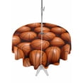 thumbnail image 1 of Outdoor Tablecloth with Umbrella Hole Zipper Basketball Round Tablecloth 54" Waterproof Outside Table Cloth Sports Brown Basketball Patio Table Cover Tablecloths for Picnic Party, 1 of 8