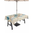 thumbnail image 1 of Outdoor Tablecloth with Umbrella Hole and Zipper, Beach Coastal Beige Rectangle Table Cloth 54x80 Inch Waterproof Tablecloth, Nautical Shell Starfish Coral Summer Picnic Table Cover for Patio Camping, 1 of 7