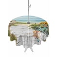 thumbnail image 1 of Outdoor Tablecloth with Umbrella Hole Zipper Beach Ocean Round Tablecloth 60" Waterproof Outside Table Cloth Blue Sea Sunflower Modern Country Green Patio Table Cover Tablecloths for Picnic Party, 1 of 8