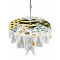thumbnail image 1 of Outdoor Tablecloth with Umbrella Hole and Zipper, Bee Love Round Table Cloth 60 Inch Waterproof Tablecloth, Daisy Eucalyptus Leaves Rustic Gray Plaid Picnic Table Cover for Patio Camping, 1 of 7