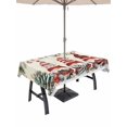 thumbnail image 1 of Outdoor Tablecloth with Umbrella Hole and Zipper, Beige Christmas Rectangle Table Cloth 52x70 Inch Waterproof Tablecloth, Gnomes Xmas Tree Poinsettia Eucalyptus Picnic Table Cover for Patio Camping, 1 of 7