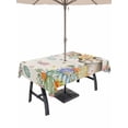 thumbnail image 1 of Outdoor Tablecloth with Umbrella Hole and Zipper, Beige Easter Bunny Rectangle Table Cloth 54x80 Inch Waterproof Tablecloth, Spring Easter Eggs Floral Rustic Burlap Picnic Table Cover for Patio, 1 of 7