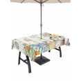 thumbnail image 1 of Outdoor Tablecloth with Umbrella Hole and Zipper, Beige Easter Bunny Rectangle Table Cloth 60x120 Inch Waterproof Tablecloth, Spring Easter Eggs Floral Wooden Picnic Table Cover for Patio Camping, 1 of 7