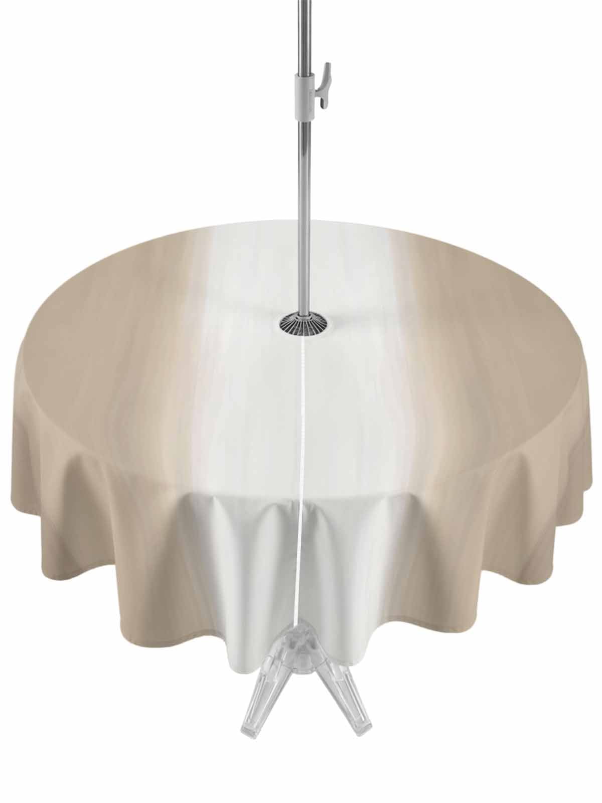 Outdoor Tablecloth with Umbrella Hole & Zipper, Beige Ombre Round Tablecloth 54 Inch, Modern Farmhouse Gradients Art Patio Table Cover Waterproof Table Cloth for Picnic/Party