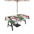 thumbnail image 1 of Outdoor Tablecloth with Umbrella Hole and Zipper, Beige Snowman Christmas Rectangle Table Cloth 60x102 Inch Waterproof Tablecloth, Xmas Tree Snowflake Winter Birds Picnic Table Cover for Patio, 1 of 7