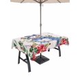 thumbnail image 1 of Outdoor Tablecloth with Umbrella Hole and Zipper, Beige Snowman Rectangle Table Cloth 54x80 Inch Waterproof Tablecloth, Christmas Poinsettia Winter Snowflake Picnic Table Cover for Patio Camping, 1 of 7