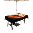 thumbnail image 1 of Outdoor Tablecloth with Umbrella Hole and Zipper, Billiards Rectangle Table Cloth 52x70 Inch Waterproof Tablecloth, Modern Buruning Flame Sport Black Background Picnic Table Cover for Patio Camping, 1 of 7