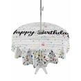 thumbnail image 1 of Outdoor Tablecloth with Umbrella Hole and Zipper, Birthday Round Table Cloth 54 Inch Waterproof Tablecloth, Colorful Confetti Ribbons Polka Dots Vintage Wood Picnic Table Cover for Patio Camping, 1 of 7