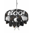 thumbnail image 1 of Outdoor Tablecloth with Umbrella Hole and Zipper, Black BOO Halloween Round Table Cloth 60 Inch Waterproof Tablecloth, Cute Ghost Spooky Star Moon Dots Picnic Table Cover for Patio Camping, 1 of 7