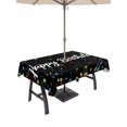 thumbnail image 1 of Outdoor Tablecloth with Umbrella Hole and Zipper, Black Birthday Rectangle Table Cloth 52x70 Inch Waterproof Tablecloth, Colorful Confetti Ribbons Polka Dots Classroom Picnic Table Cover for Patio, 1 of 7