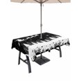 thumbnail image 1 of Outdoor Tablecloth with Umbrella Hole and Zipper, Black Christmas Rectangle Table Cloth 54x80 Inch Waterproof Tablecloth, Xmas Elk Tree Snowflake Forest Picnic Table Cover for Patio Camping, 1 of 7
