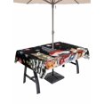 thumbnail image 1 of Outdoor Tablecloth with Umbrella Hole and Zipper, Black Christmas Rectangle Table Cloth 60x102 Inch Waterproof Tablecloth, Gnomes Poinsettia Ball Pine Tree Leaves Picnic Table Cover for Patio Camping, 1 of 7