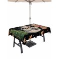thumbnail image 1 of Outdoor Tablecloth with Umbrella Hole and Zipper, Black Christmas Rectangle Table Cloth 60x102 Inch Waterproof Tablecloth, Xmas Tree Gingerbread Snowman Winter Picnic Table Cover for Patio Camping, 1 of 7