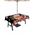 thumbnail image 1 of Outdoor Tablecloth with Umbrella Hole and Zipper, Black Christmas Rectangle Table Cloth 60x120 Inch Waterproof Tablecloth, Ice Cream Snowflakes Pine Needles Check Picnic Table Cover for Patio Camping, 1 of 7