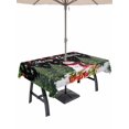 thumbnail image 1 of Outdoor Tablecloth with Umbrella Hole and Zipper, Black Christmas Rectangle Table Cloth 60x120 Inch Waterproof Tablecloth, Xmas Tree Ball Snowflake Winter Gifts Picnic Table Cover for Patio Camping, 1 of 7