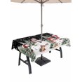 thumbnail image 1 of Outdoor Tablecloth with Umbrella Hole and Zipper, Black Christmas Rectangle Table Cloth 60x84 Inch Waterproof Tablecloth, Snowman Xmas Tree Snowflake Winter Picnic Table Cover for Patio Camping, 1 of 7