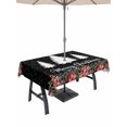 thumbnail image 1 of Outdoor Tablecloth with Umbrella Hole and Zipper, Black Christmas Rectangle Table Cloth 60x84 Inch Waterproof Tablecloth, Xmas Tree Snowflake Poinsettia Picnic Table Cover for Patio Camping, 1 of 7