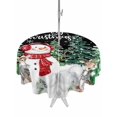thumbnail image 1 of Outdoor Tablecloth with Umbrella Hole and Zipper, Black Christmas Round Table Cloth 54 Inch Waterproof Tablecloth, Snowman Xmas Pine Trees Elk Snowflake Picnic Table Cover for Patio Camping, 1 of 7