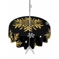 thumbnail image 1 of Outdoor Tablecloth with Umbrella Hole and Zipper, Black Christmas Round Table Cloth 54 Inch Waterproof Tablecloth, Winter Xmas Snowflakes Textured Picnic Table Cover for Patio Camping, 1 of 7