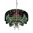 thumbnail image 1 of Outdoor Tablecloth with Umbrella Hole and Zipper, Black Christmas Round Table Cloth 54 Inch Waterproof Tablecloth, Xmas Christmas Tree Snowflake Picnic Table Cover for Patio Camping, 1 of 7