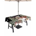 thumbnail image 1 of Outdoor Tablecloth with Umbrella Hole and Zipper, Black Christmas Snowman Rectangle Table Cloth 52x70 Inch Waterproof Tablecloth, Xmas Tree Snowflake Botanical Picnic Table Cover for Patio Camping, 1 of 7