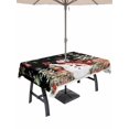 thumbnail image 1 of Outdoor Tablecloth with Umbrella Hole and Zipper, Black Christmas Snowman Rectangle Table Cloth 60x84 Inch Waterproof Tablecloth, Xmas Snowflake Elk Tree Balls Picnic Table Cover for Patio Camping, 1 of 7
