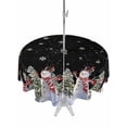 thumbnail image 1 of Outdoor Tablecloth with Umbrella Hole and Zipper, Black Christmas Snowman Round Table Cloth 60 Inch Waterproof Tablecloth, Winter Xmas Tree Snowflakes Picnic Table Cover for Patio Camping, 1 of 7