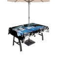 thumbnail image 1 of Outdoor Tablecloth with Umbrella Hole and Zipper, Black Christmas Truck Rectangle Table Cloth 60x120 Inch Waterproof Tablecloth, Xmas Tree Snowman Snowflake Picnic Table Cover for Patio Camping, 1 of 7