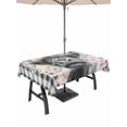 thumbnail image 1 of Outdoor Tablecloth with Umbrella Hole and Zipper, Black Cow Floral Rectangle Table Cloth 60x84 Inch Waterproof Tablecloth, Black Buffalo Plaid Farmhouse Animals Picnic Table Cover for Patio Camping, 1 of 7