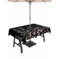 thumbnail image 1 of Outdoor Tablecloth with Umbrella Hole and Zipper, Black Floral Rectangle Table Cloth 60x84 Inch Waterproof Tablecloth, Elegant Pastoral Flowers Farmhouse Picnic Table Cover for Patio Camping, 1 of 7