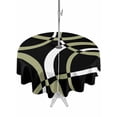 thumbnail image 1 of Outdoor Tablecloth with Umbrella Hole and Zipper, Black Geometric Round Table Cloth 54 Inch Waterproof Tablecloth, Modern Sage Green White Striped Art Picnic Table Cover for Patio Camping, 1 of 7